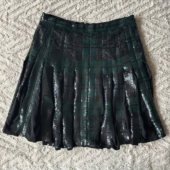 Ralph Lauren SEQUIN GREEN/NAVY PLAID PLEATED SKIRT US 10,Specials : American Fashion Style Bags On Sale